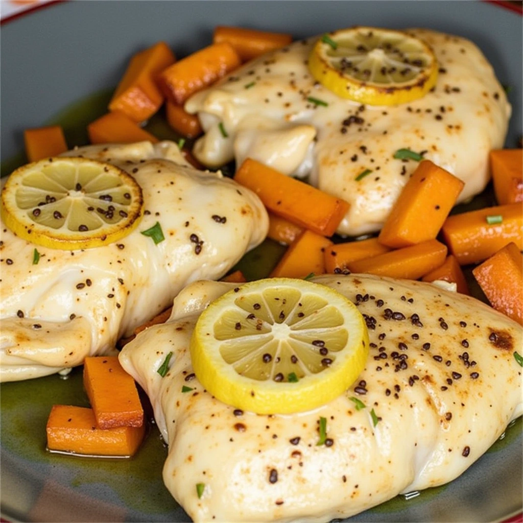 Garlic Lemon Chicken with Sweet Potatoes